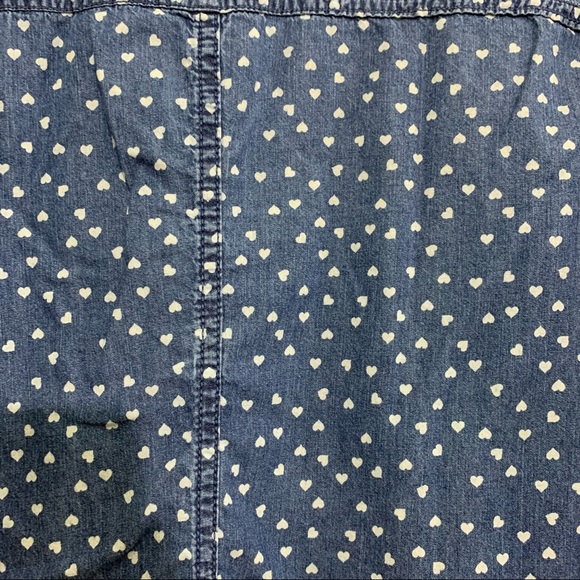 Lauren Conrad denim chambray hearts button down too cotton extra large - Picture 5 of 8